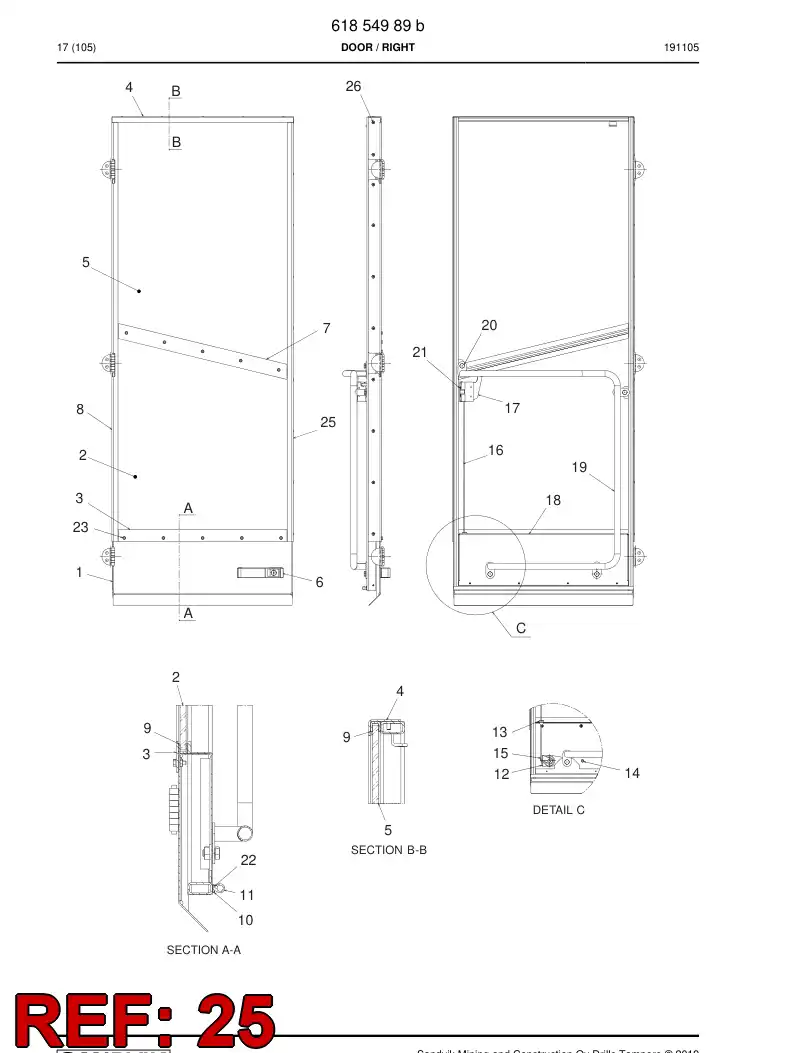61855589 618 555 89 Slat - Sandvik Technical Drawing