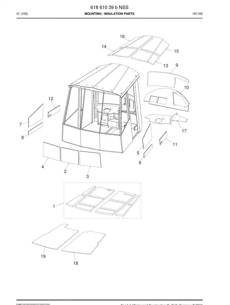 61861039b 618 610 39b Mounting - Sandvik Technical Drawing