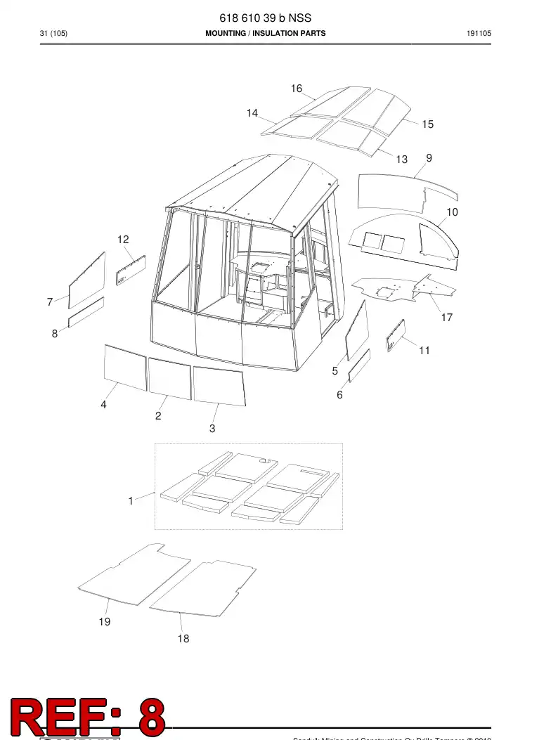 61861859 618 618 59 Sound insulation plate - Sandvik Technical Drawing