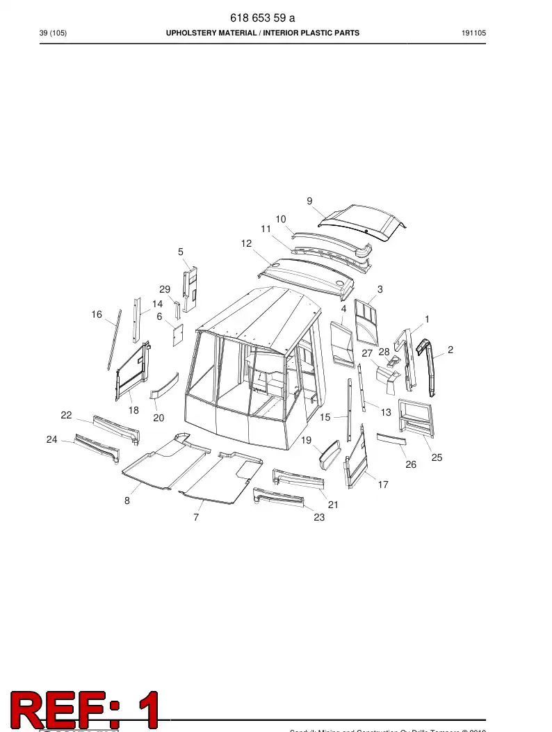 61865489 618 654 89 Plate, Lining - Sandvik Technical Drawing