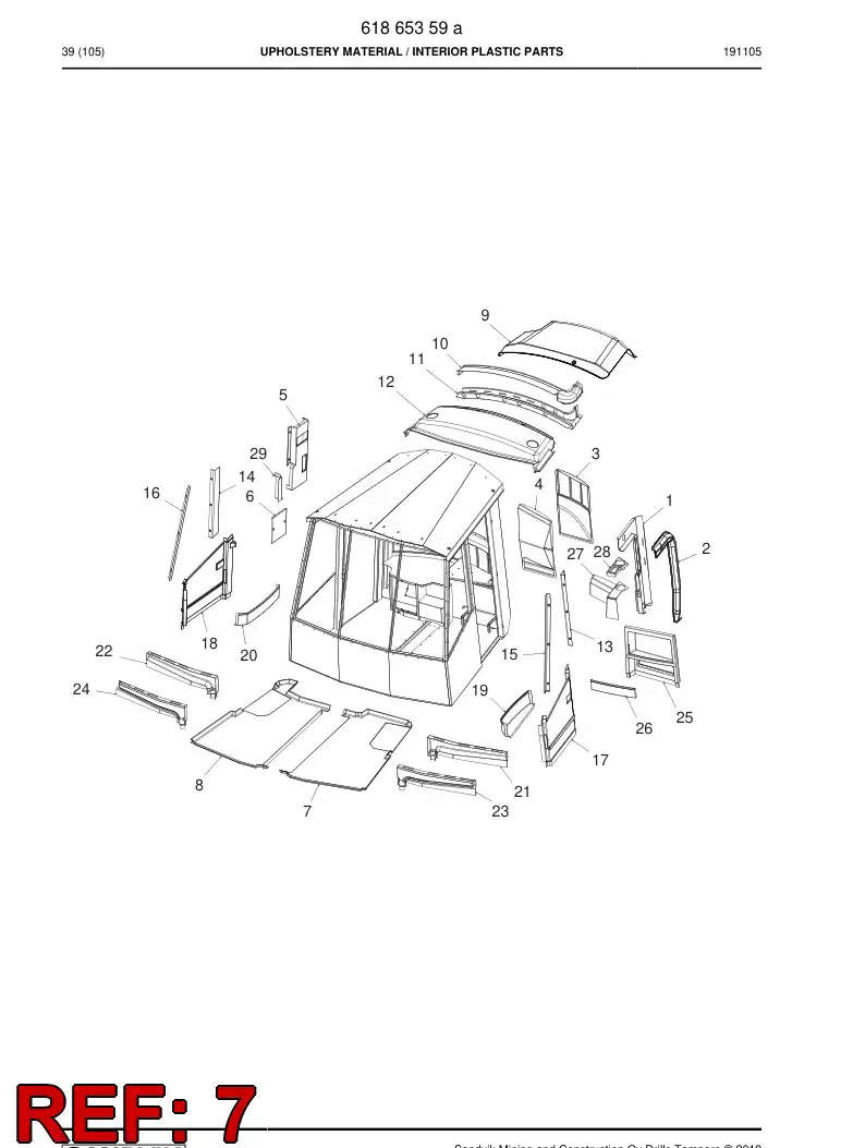 61866089 618 660 89 Plate, Lining - Sandvik Technical Drawing