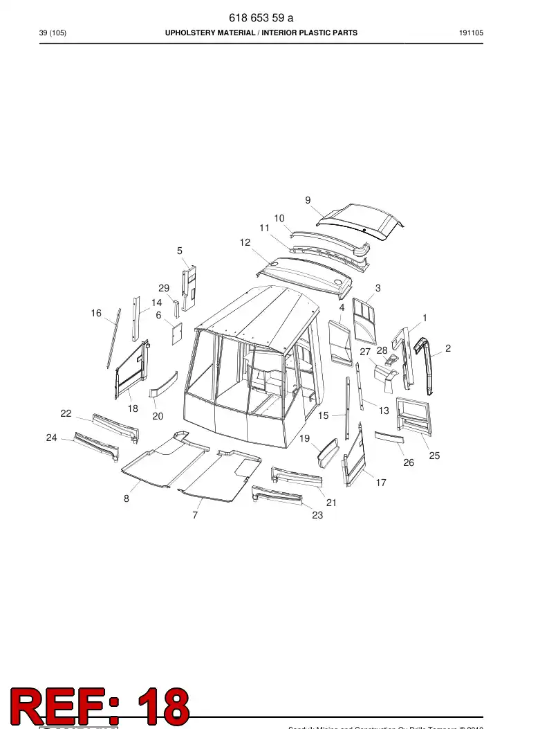 61867119 618 671 19 Plate, Lining - Sandvik Technical Drawing