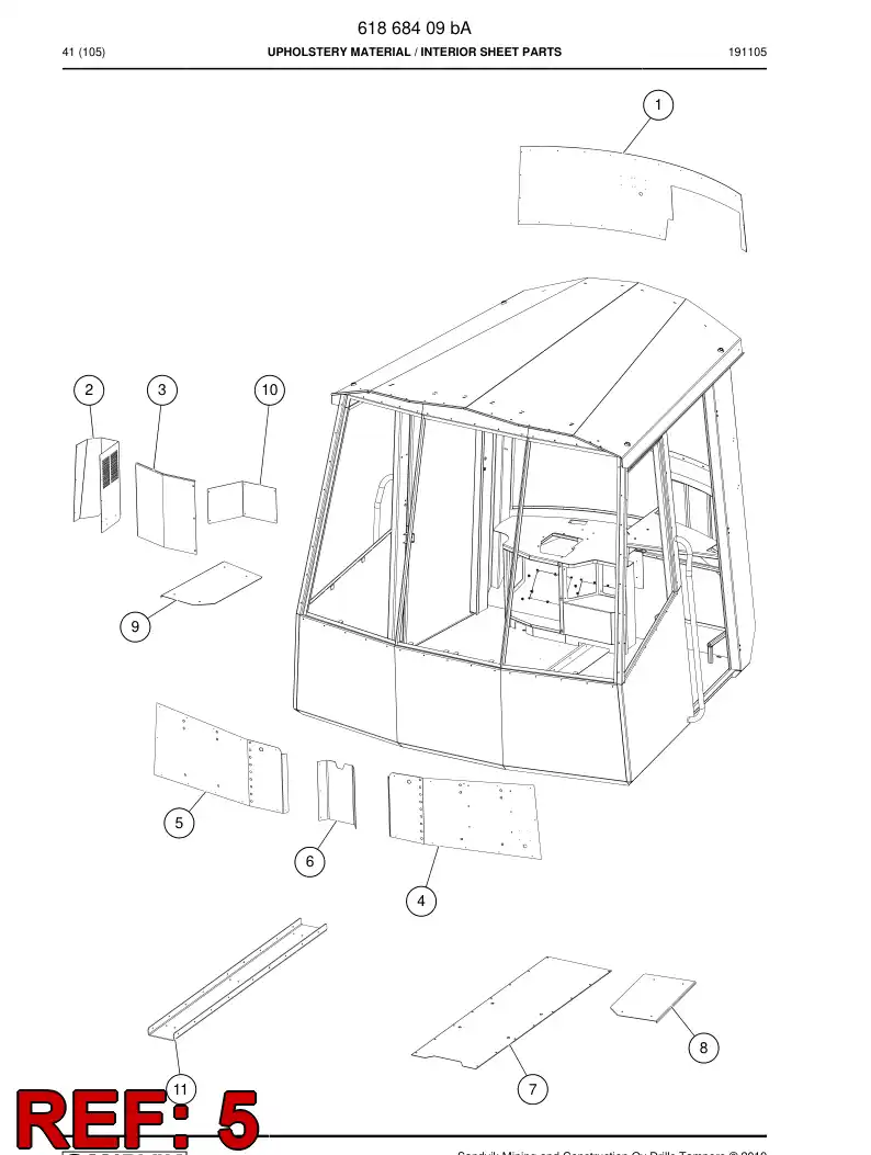 61869009 618 690 09 Plate, Lining - Sandvik Technical Drawing