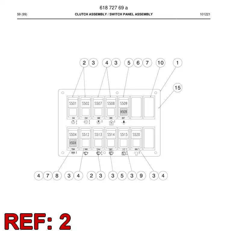 61872919 618 729 19 Switch, Rocker - Sandvik Technical Drawing