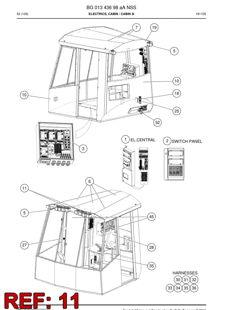 61873089 618 730 89 Cable entry plate - Sandvik Technical Drawing