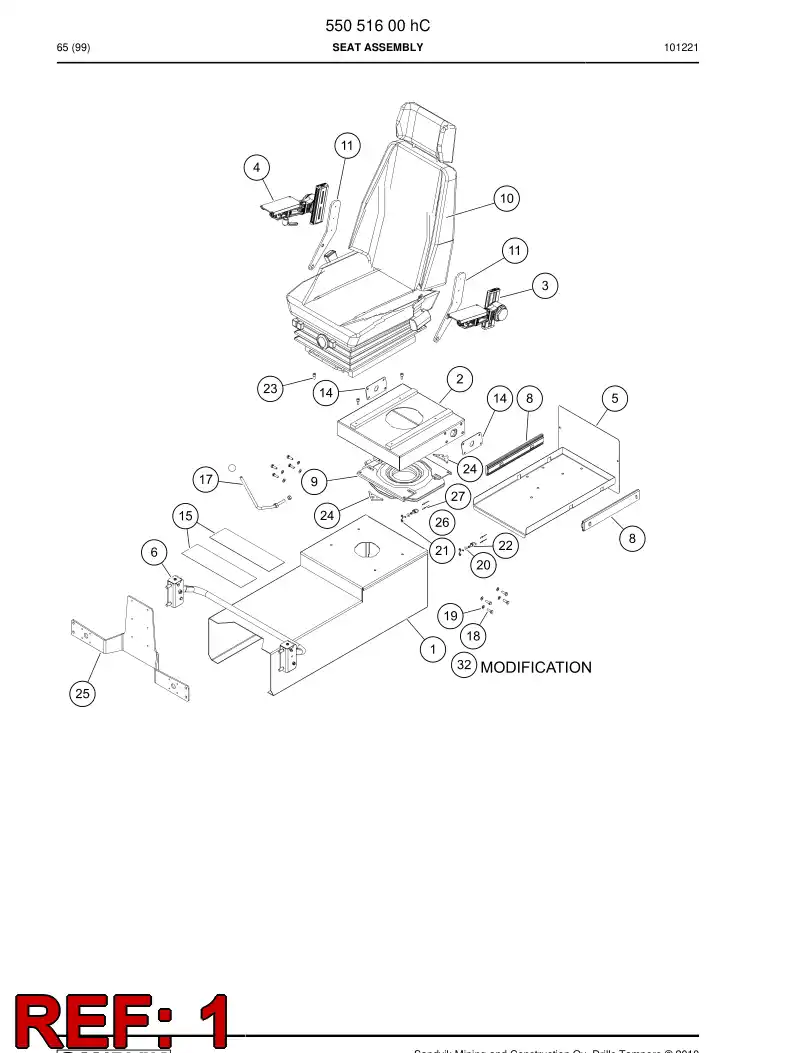 61875129 618 751 29 Plate, Base - Sandvik Technical Drawing