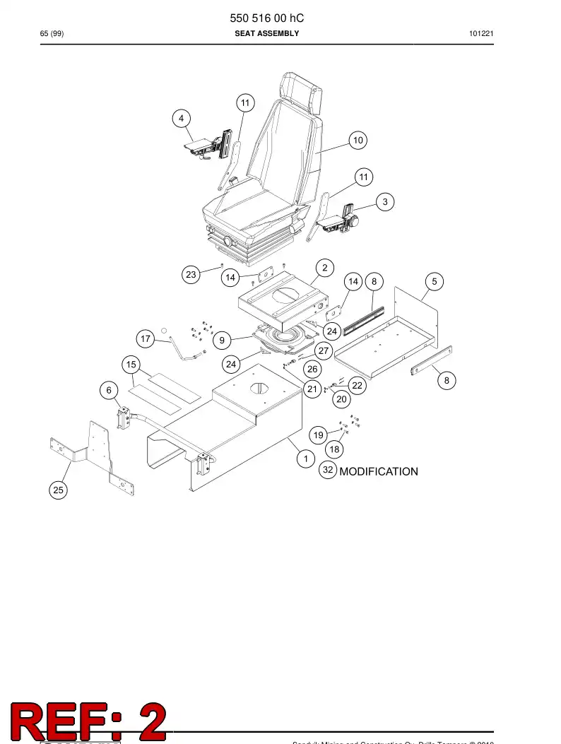 61875259 618 752 59 Pedestal, Swing - Sandvik Technical Drawing