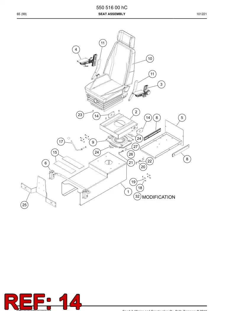 61876399 618 763 99 Cable entry plate - Sandvik Technical Drawing