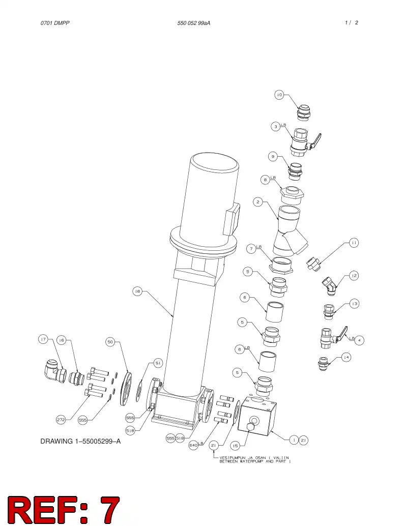 62563050 625 630 50 M/F REDUCING NIPPLE - Sandvik Technical Drawing