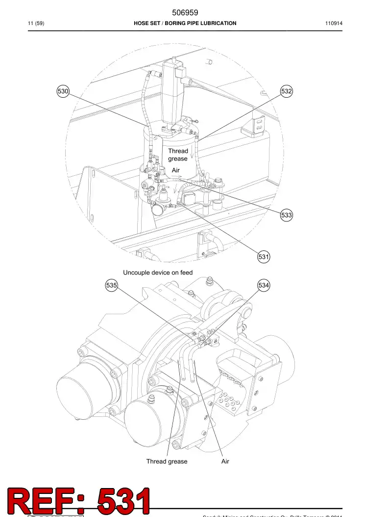 684467 684467 Hose assembly - Sandvik Technical Drawing