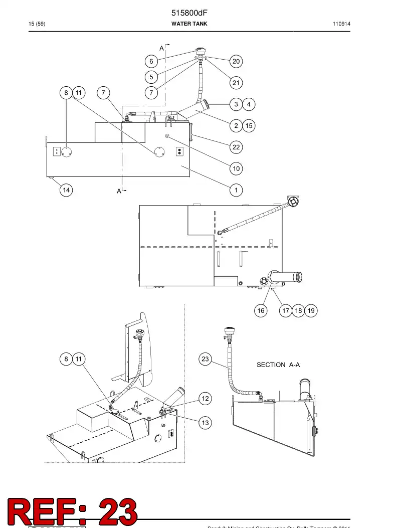 685013 685013 Hose assembly - Sandvik Technical Drawing