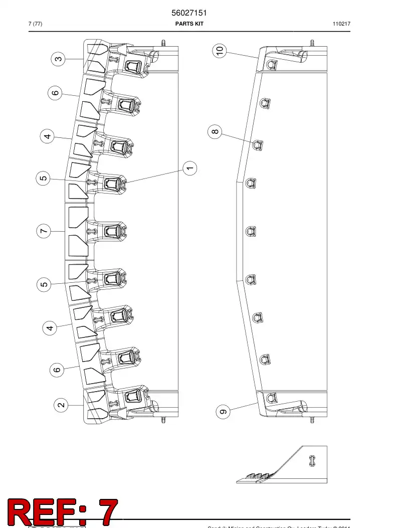 69039969 690 399 69 Wear piece - Sandvik Technical Drawing