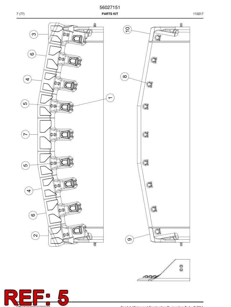 69039970 690 399 70 Wear piece - Sandvik Technical Drawing