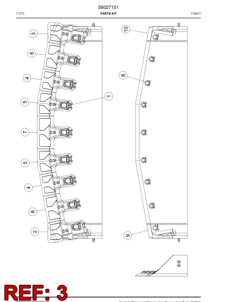 69039972 690 399 72 Wear piece - Sandvik Technical Drawing