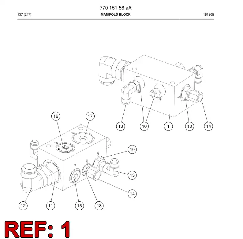70821219a 708 212 19a Manifold Block - Sandvik Technical Drawing