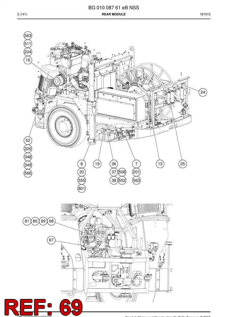73800238 738 002 38 Tramming Assembly - Sandvik Technical Drawing