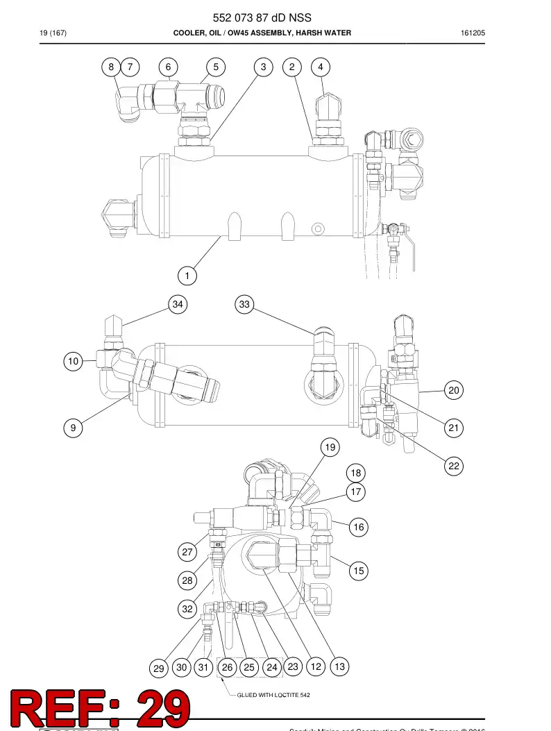 73805952a 738 059 52a Adapter, Hydraulic - Sandvik Technical Drawing