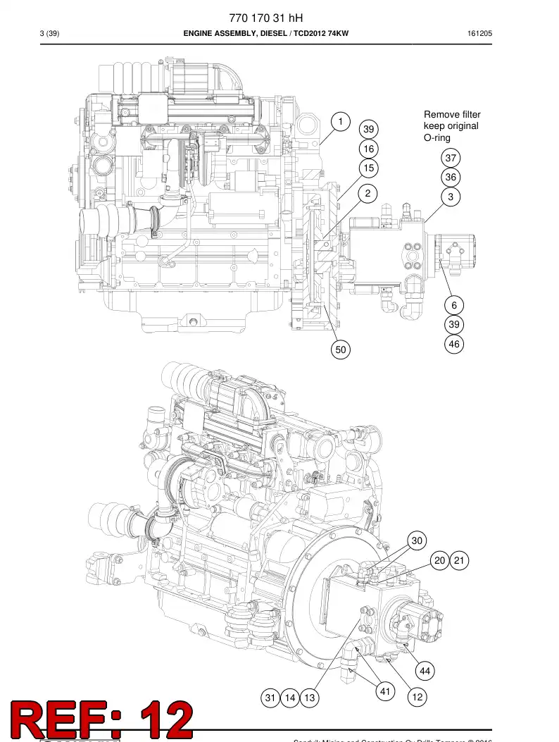 73808806 738 088 06 Adapter, Hydraulic - Sandvik Technical Drawing