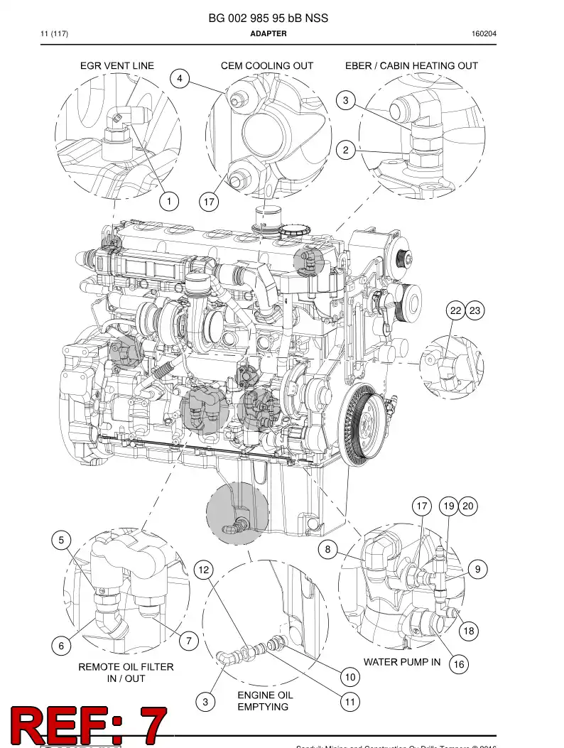 73809518 738 095 18 Adapter (hydraulic) - Sandvik Technical Drawing