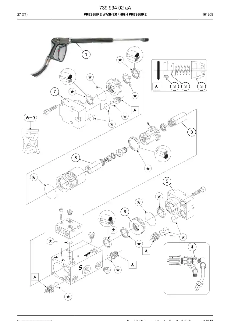 73999451 739 994 51 Washing Equipment Kit - Sandvik Technical Drawing