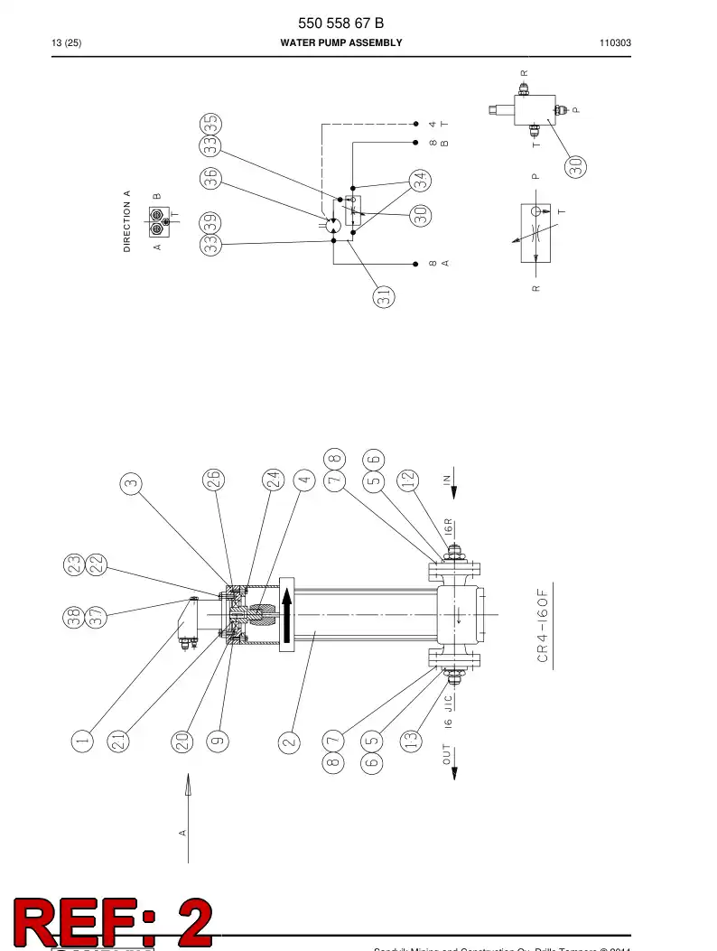 77006073b 770 060 73b Water pump - Sandvik Technical Drawing
