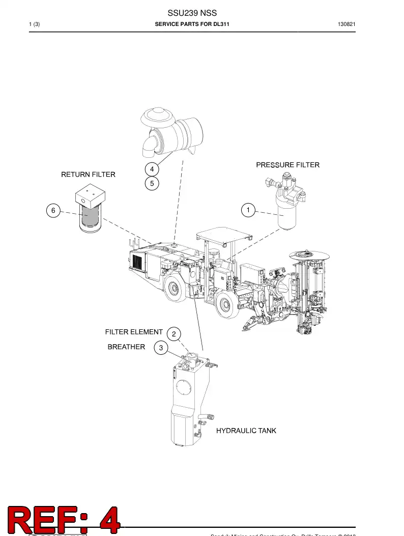 77007055 770 070 55 Element, Filter - Sandvik Technical Drawing