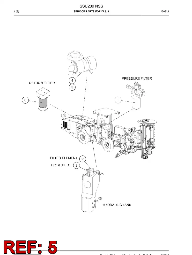 77007056 770 070 56 Element, Filter - Sandvik Technical Drawing