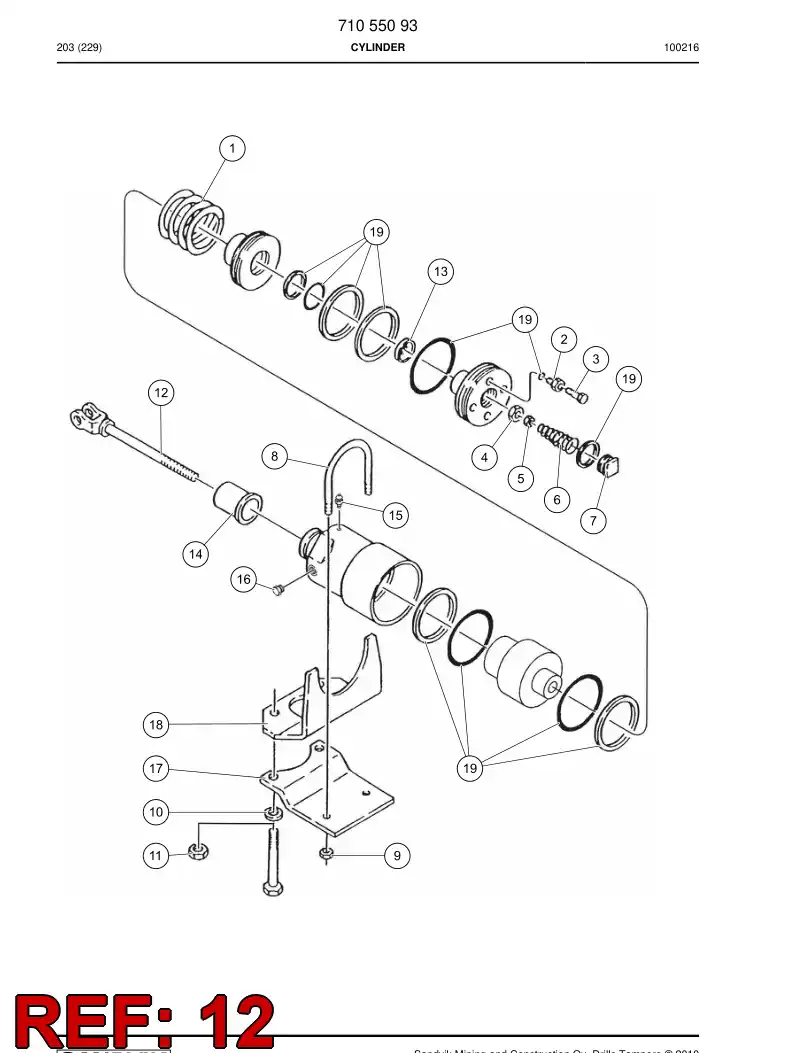77007309 770 073 09 CYLINDER ROD - Sandvik Technical Drawing