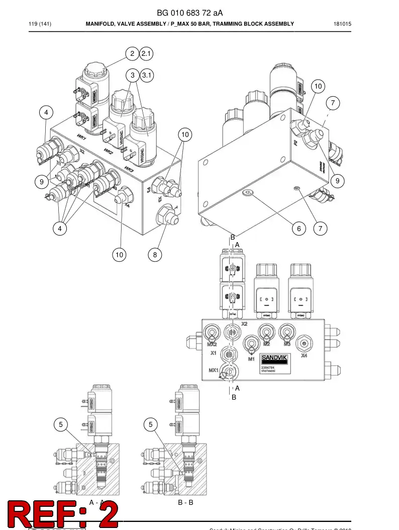 77007557 770 075 57 Valve, Control, Pilot - Sandvik Technical Drawing