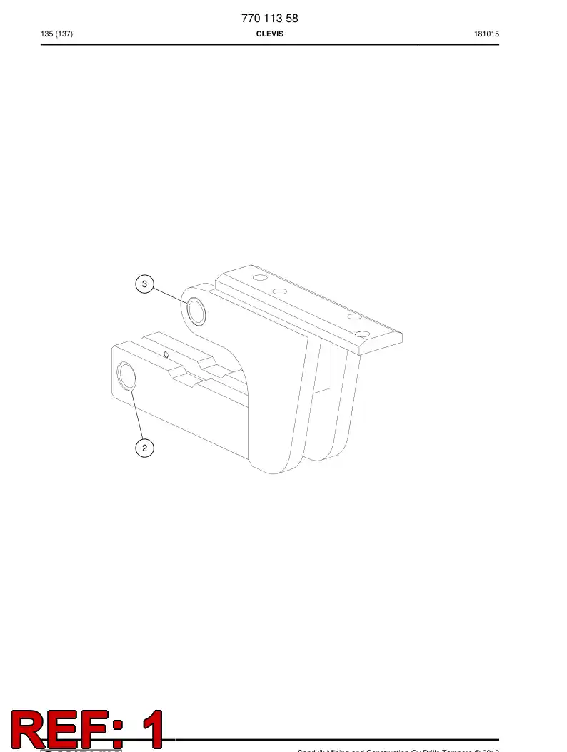 77011364 770 113 64 Clevis - Sandvik Technical Drawing