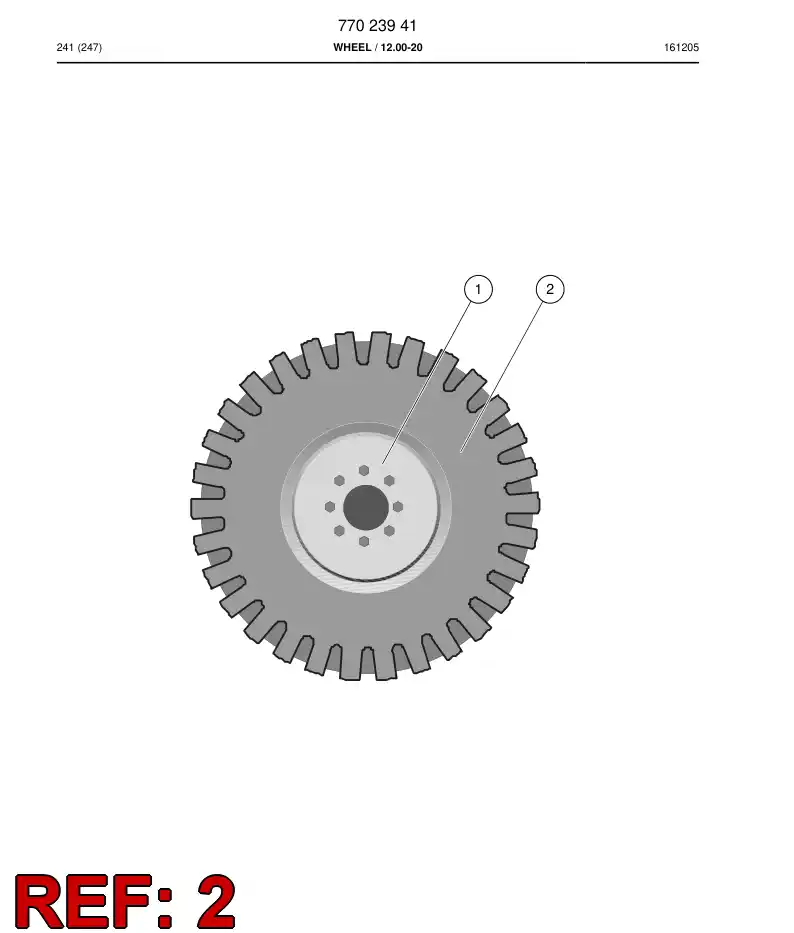77011569 770 115 69 Tire, Pneumatic - Sandvik Technical Drawing