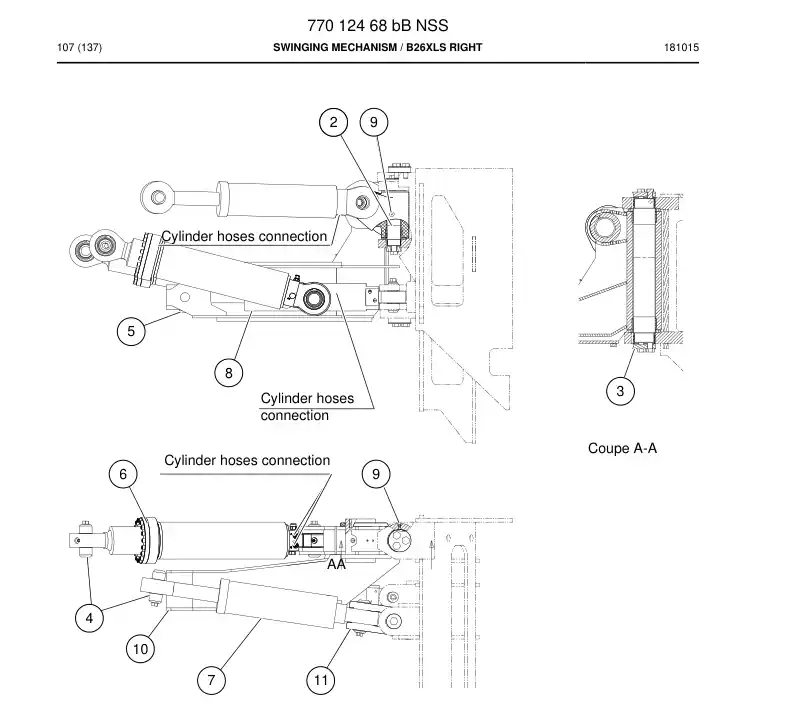 77012468b 770 124 68b Swinging Mechanism - Sandvik Technical Drawing