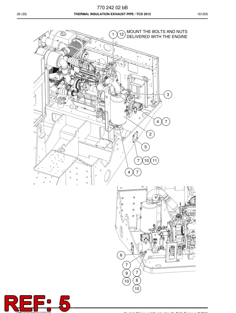 77012607c 770 126 07c Pipe, Exhaust - Sandvik Technical Drawing