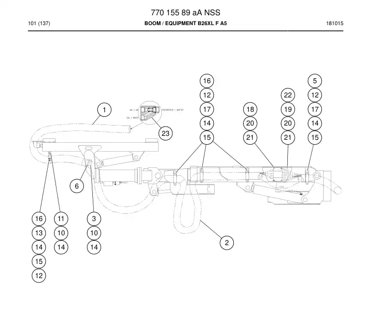 77015589a 770 155 89a Boom - Sandvik Technical Drawing