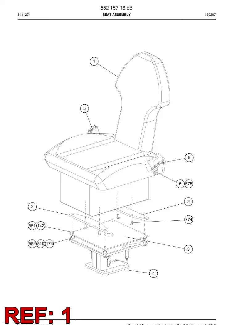 77015878 770 158 78 Seat - Sandvik Technical Drawing