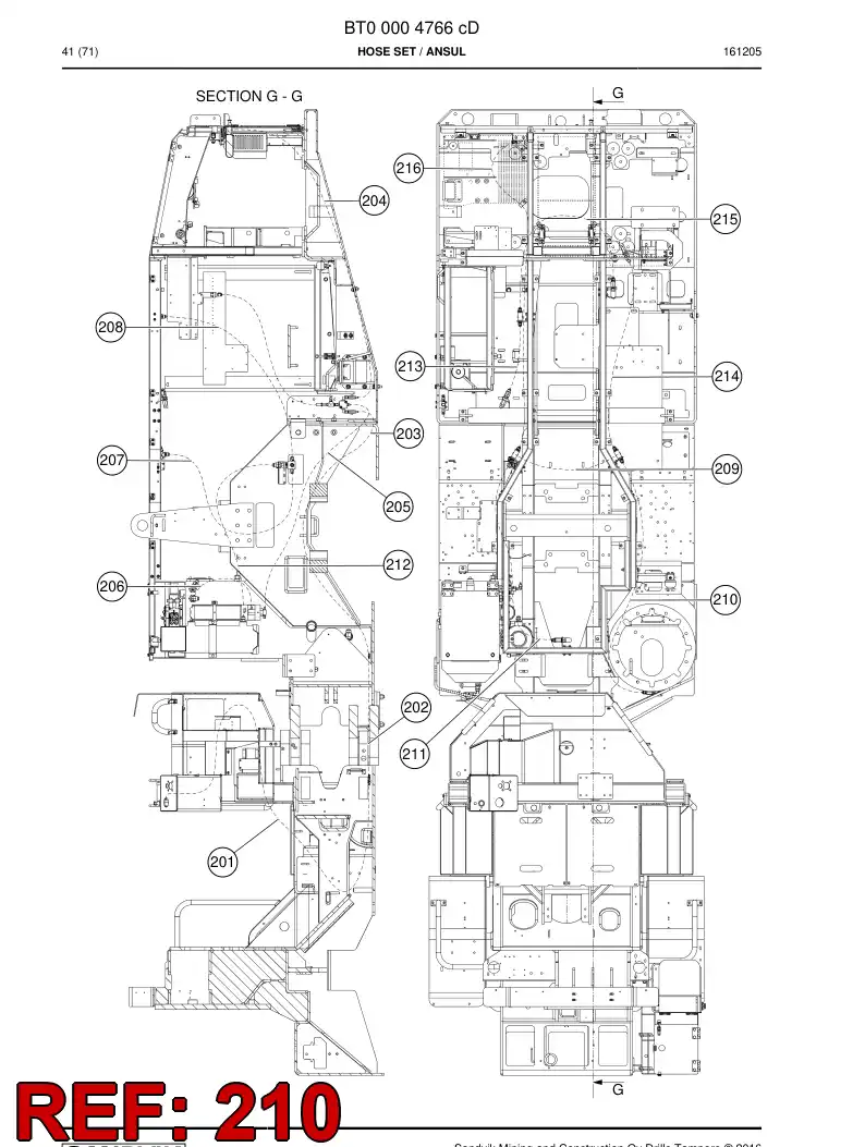 77016258b 770 162 58b Hose - Sandvik Technical Drawing