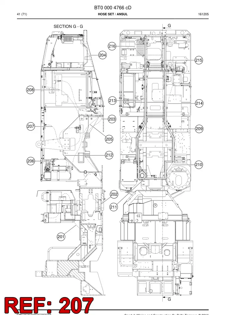 77016265b 770 162 65b Hose - Sandvik Technical Drawing