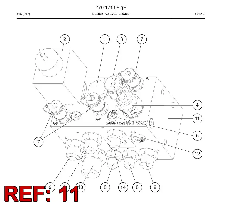 77016759a 770 167 59a Block, Valve - Sandvik Technical Drawing