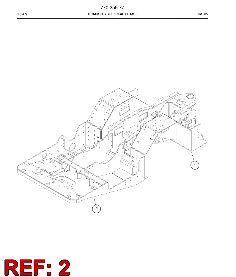 77016818f 770 168 18f REAR FRAME E - Sandvik Technical Drawing