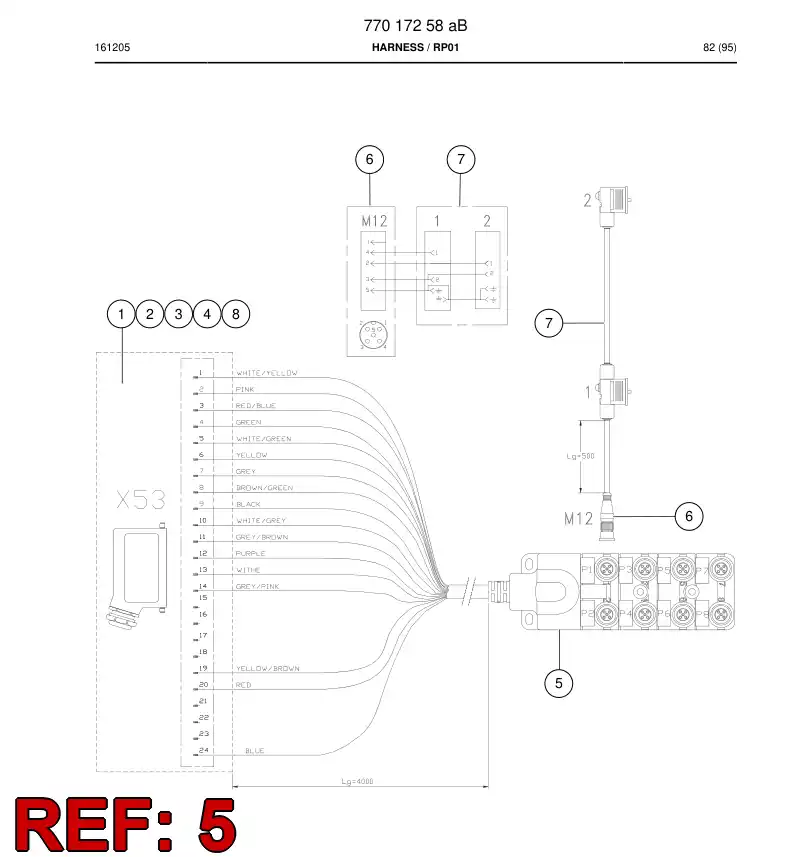 77016820 770 168 20 Connector, Pre-Wired - Sandvik Technical Drawing