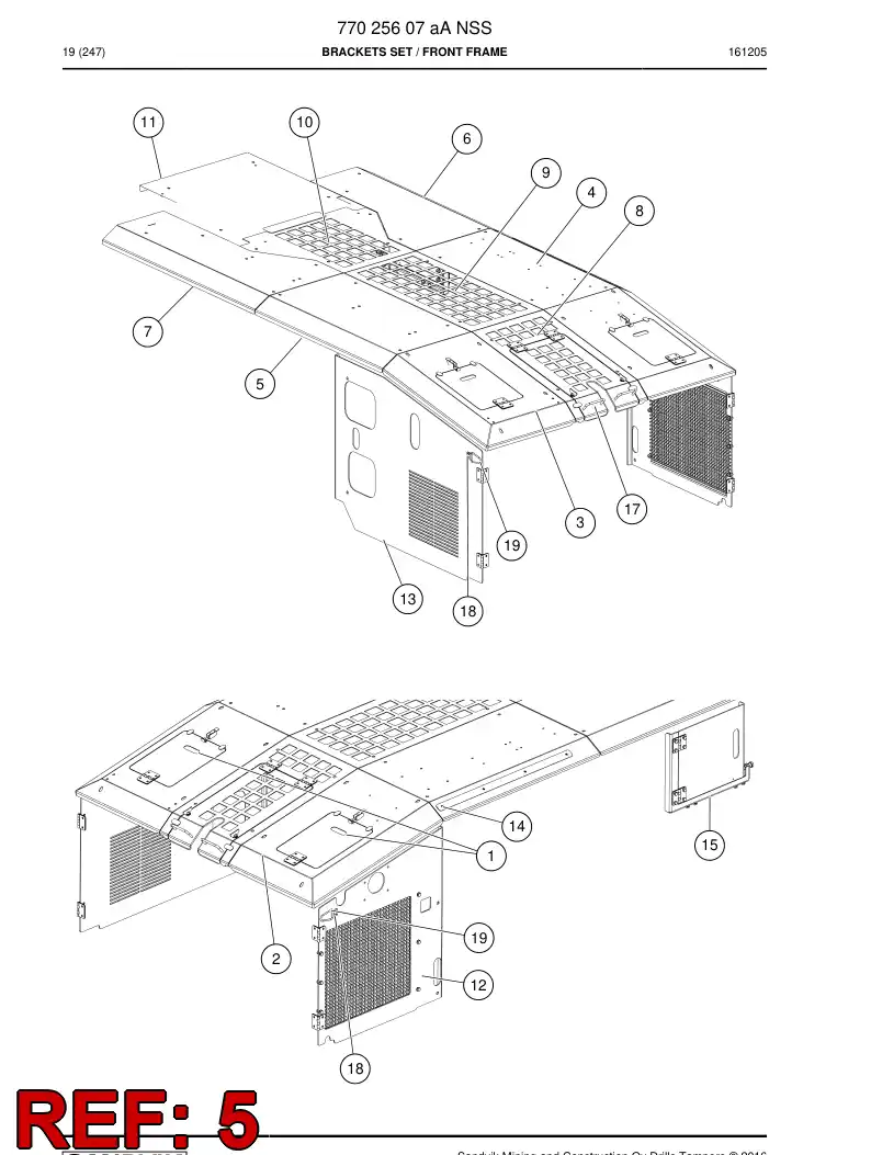 77016915b 770 169 15b Hood - Sandvik Technical Drawing