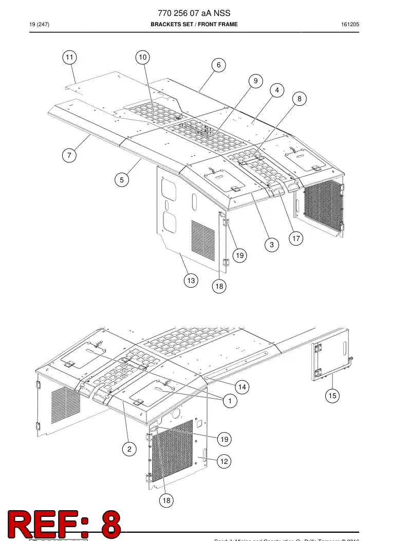 77016918a 770 169 18a REAR CENTRAL COVER - Sandvik Technical Drawing
