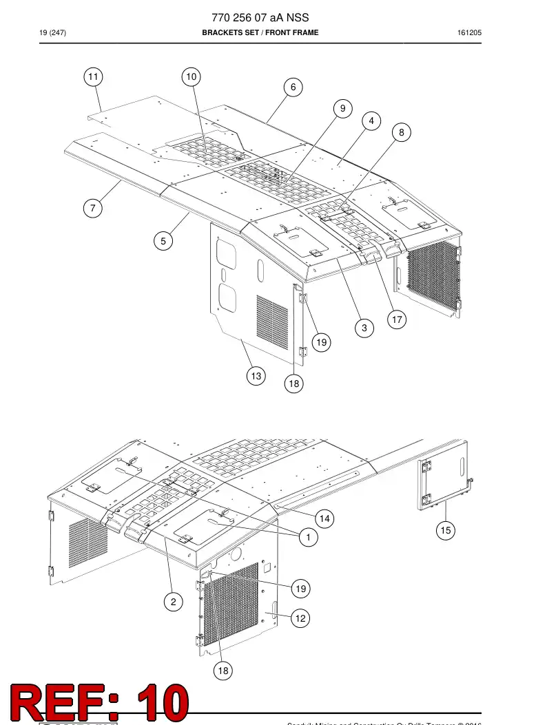77016920a 770 169 20a Hood - Sandvik Technical Drawing