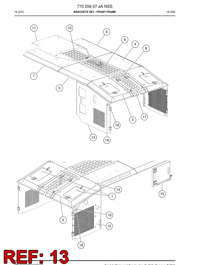 77016925d 770 169 25d LATERAL LEFT DOOR - Sandvik Technical Drawing