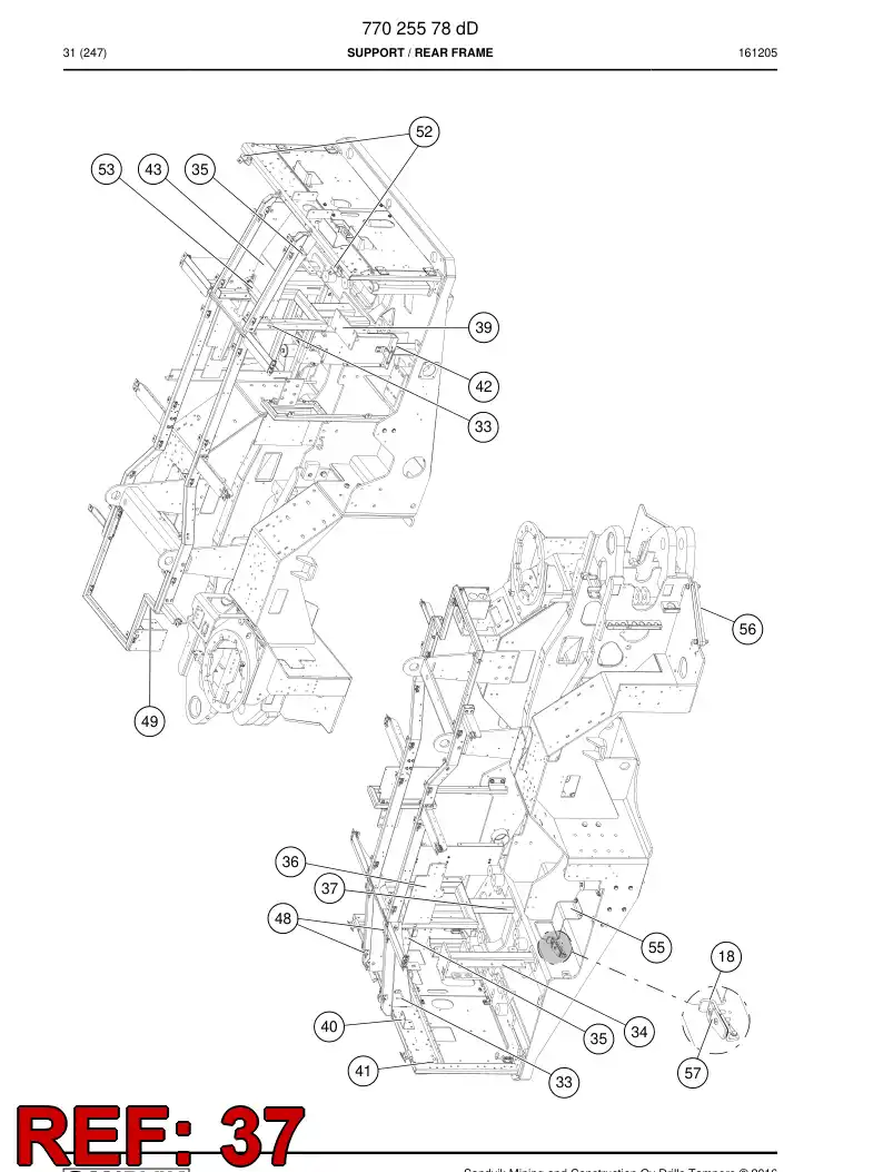 77016937c 770 169 37c COVERS BRACKET STRUCTURE - Sandvik Technical Drawing