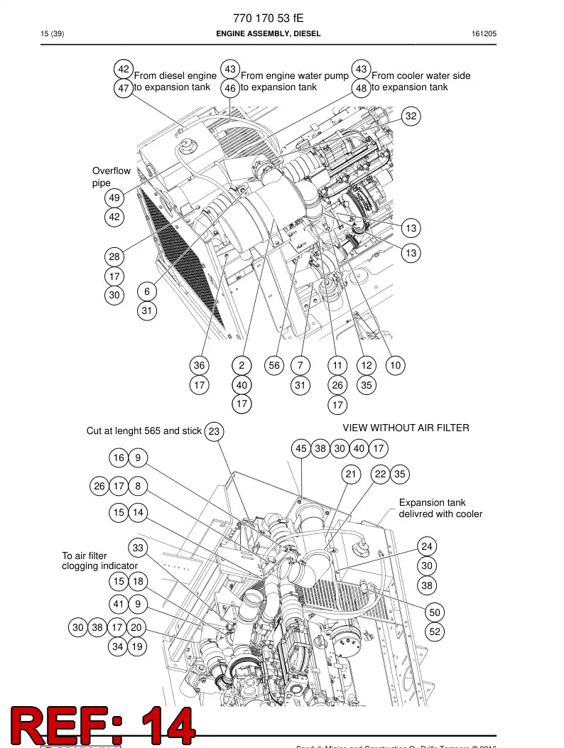 77016962a 770 169 62a Hose, Water - Sandvik Technical Drawing