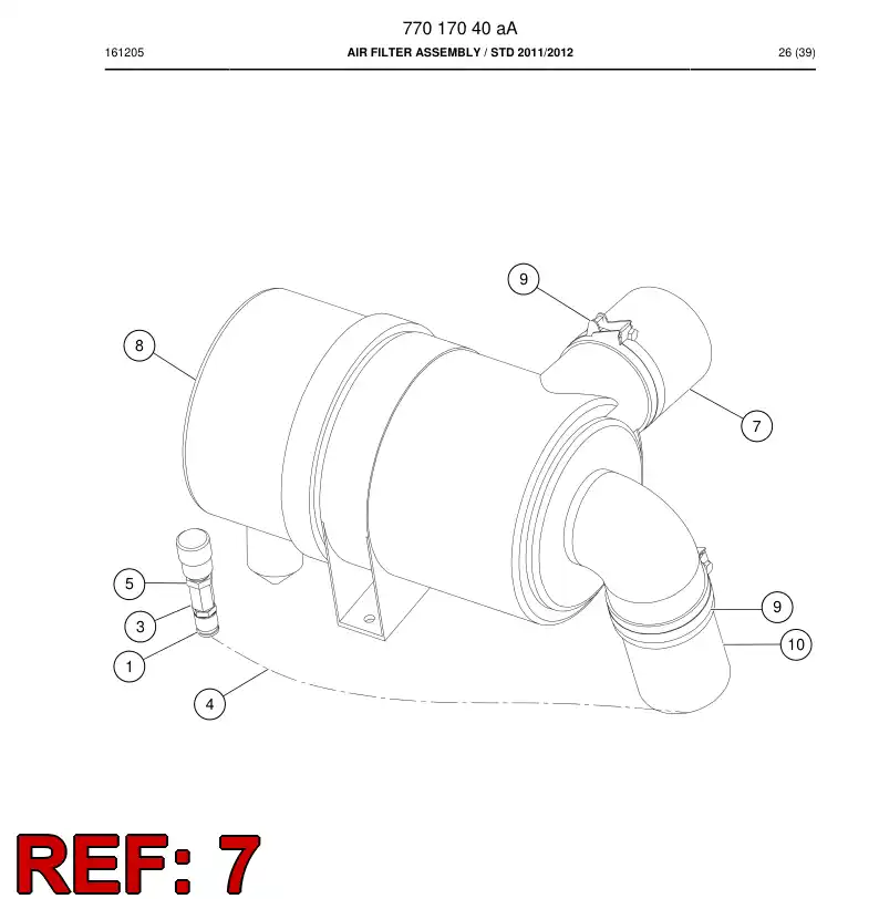 77016963 770 169 63 Tube, Air Intake - Sandvik Technical Drawing