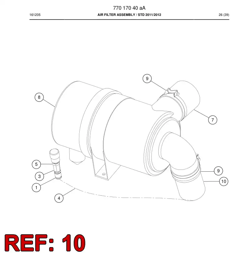 77016964 770 169 64 Tube, Air Intake - Sandvik Technical Drawing