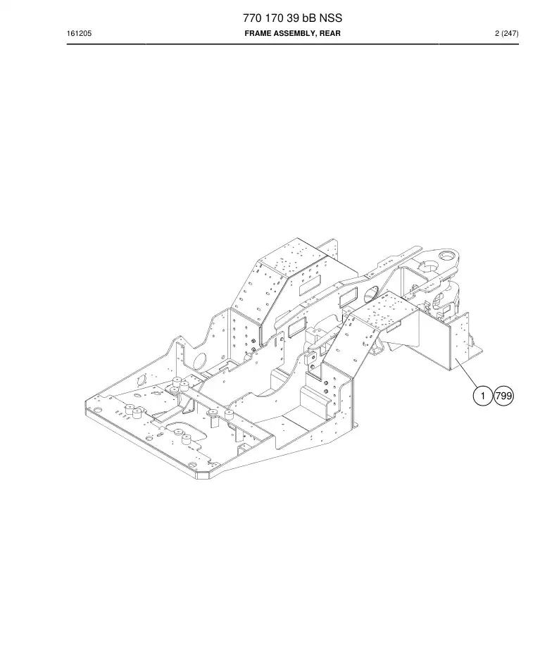 77017039b 770 170 39b Frame Assembly, Rear - Sandvik Technical Drawing
