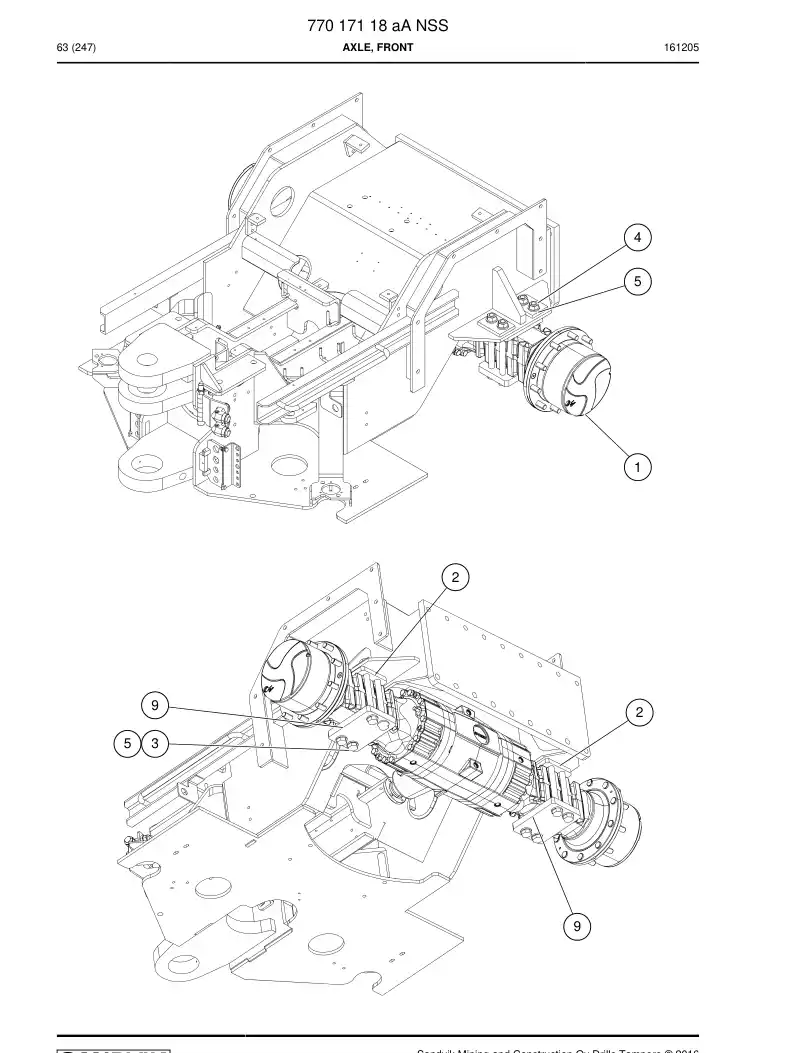 77017118a 770 171 18a Axle, Front - Sandvik Technical Drawing